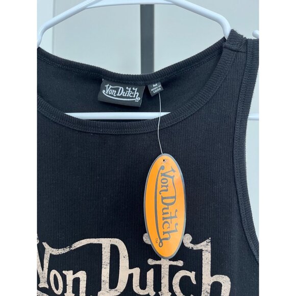 NWT Von Dutch Ribbed Cropped Tank Top in Black Size M - Picture 3 of 6